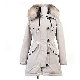 Moncler AREDHEL GIUBBOTTO Casaco de plumas com pele de raposa Bege Outro