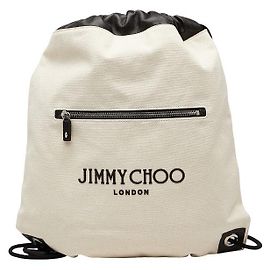 JIMMY CHOO Canvas Leather Backpack White Other
