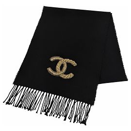 Stola Chanel in misto lana e cashmere Nero D'oro