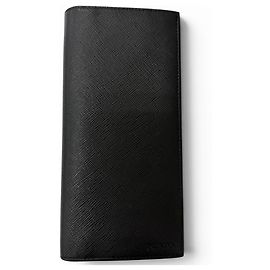 Cartera larga bi-fold de cuero Saffiano Prada Negro