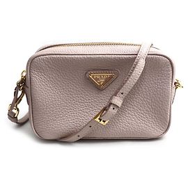 Mini bolsa de ombro em couro Prada Bege