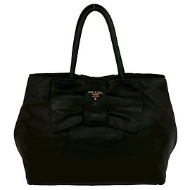 Prada Black Leather Boston Bag Black