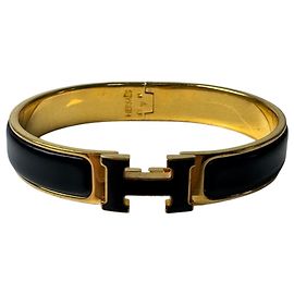 Hermès Hermes HERMES Bracciale Clic Clac H Nero Oro Uomo Nero D'oro