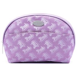 Céline Celine Purple Carriage Print Canvas Cosmetic Pouch Purple