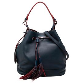 Borsa a secchiello Prada Blue Soft Calf Tassel Convertible Drawstring Blu Blu navy