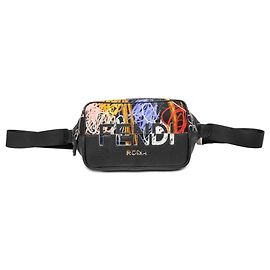 Fendi Black Noel Fielding Leather and Nylon Graffiti Belt Bag Black