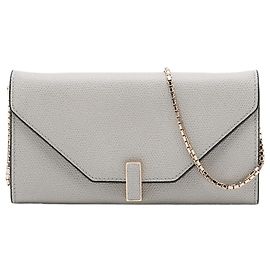 Cartera Iside Chain en cuero gris Valextra Castaño