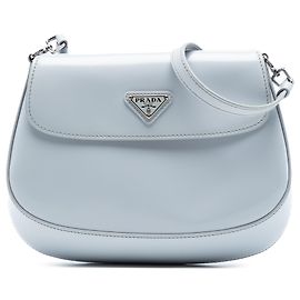 Prada Cleo Flap Mini en cuir brossé gris Marron Gris