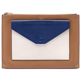 Céline Clutch envelope de couro tricolor marrom Celine Marrom