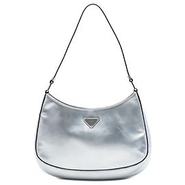 Bolsa de Ombro Prada Silver Spazzolato Cleo Prata