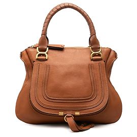 Bolsa Marcie de couro de bezerro granulado marrom de tamanho médio Chloé Marrom
