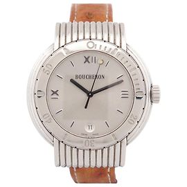 RELÓGIO BOUCHERON REFLET SOLICE EM AÇO PALÁDIO 37MM QUARTZ STEEL WATCH Prata