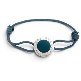 Bulgari BRACCIALE BVLGARI BVLGARI ARGENTO MASSICCIO 925 SU CORDOLE BLU SILVER BANGLE Blu