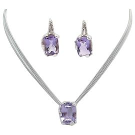 NEUES CHRISTIAN LACROIX AMETHYST SILBER HALSKETTE & OHRRINGE SET Silber