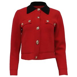Sandro Paris Button-Down Blazer in Red Viscose Red