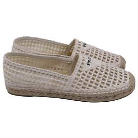 Espadrilles Prada Rafia Logo en Raffia Blanc Blanc