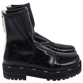 Fendi Neoprene Combat Boots in Black Patent Leather Black