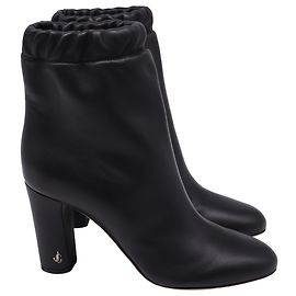 Jimmy Choo Marva 85 Ankle Boots in Black Leather Black