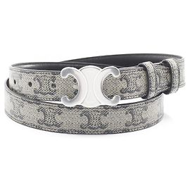 Céline CELINE Triomphe PVC Coated Canvas Belt White Other