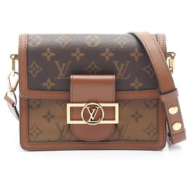 Louis Vuitton Dauphine Mini Monogram Shoulder Bag Brown Beige
