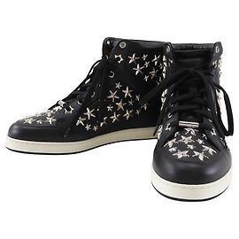 JIMMY CHOO Star Studs Leder-Sneaker Schwarz