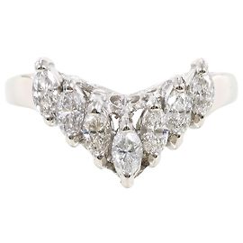 Autre Marque Platinum Band Ring with Diamond Other
