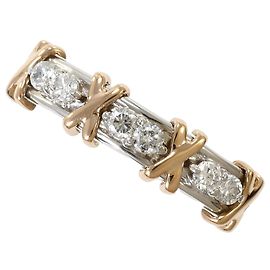 Autre Marque Platinum and Pink Gold Diamond Band Ring Golden Other