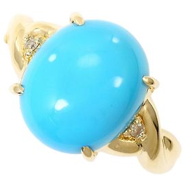 Autre Marque 14K Gelbgold-Ring mit Türkis und Diamant Golden