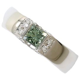 Autre Marque Platin-Ring mit grünem Diamanten Andere Grün
