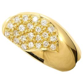 Autre Marque 18K Yellow Gold Band Ring with Diamond Golden