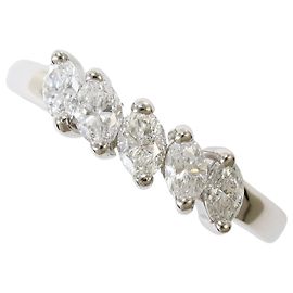 Autre Marque Platinum Band Ring with Diamond Other