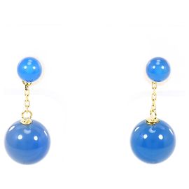 Autre Marque 18K Yellow Gold Chalcedony Stud Earrings Golden