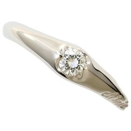 Autre Marque Platinum Band Ring with Diamond Other