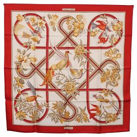 Hermès HERMES Carré 90 Schal "Caraibes" Seide Rot Authentisch BA13189M Rot