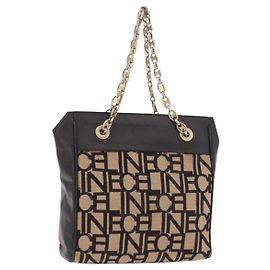 Céline Bolsa de Ombro com Corrente CELINE em Tecidos de Malha Bege Ouro Auth 185422A Bege Dourado