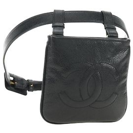 CHANEL Gürteltasche aus Caviar-Leder Schwarz Gold CC Authentisch bs35525V Schwarz Golden