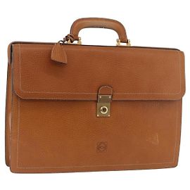 LOEWE Anagram Business Bag Leather Brown Gold Auth 185133 Brown Golden