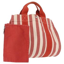 Hermès HERMES Cannes Handtasche Canvas Rot Silber 184181A Silber Rot