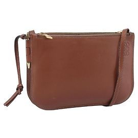 Borsa a tracolla LOEWE Gate Double Zip in pelle Marrone Oro Auth 185500 Marrone D'oro