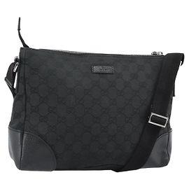 Borsa a Spalla GUCCI GG Canvas Nera Argento 114273 Auth bs35495 Nero Argento