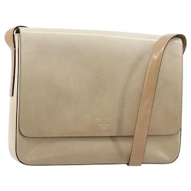 PRADA Schultertasche Lackleder Beige Silber Auth bs35591 Silber Beige