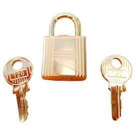 Hermès Gold-Plated Padlock and Keys Set Golden