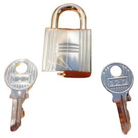 Hermès Silver-Tone Padlock and Keys Set Silver hardware