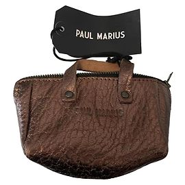 Autre Marque Paul Marius Petite pochette zippée en cuir texturé - Bronze Bronze
