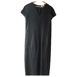 Max Mara Lino Puro Langes Leinenkleid - Schwarz Schwarz