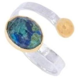 Autre Marque Anillo ajustable hecho a mano de plata 925 con piedra azul y verde Azul Dorado Verde