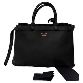 Prada Saffiano Leder Handtasche Schwarz Schwarz