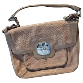 Longchamp Sac à main en cuir effet python beige Beige