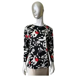 Escada by Margaretha Ley Top Imprimé Dés Noir Blanc Rouge Gris