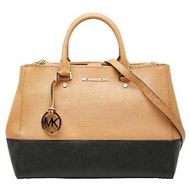 Borsa 2 way in pelle Sutton di Michael Kors Nero Beige